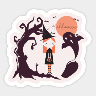 girl Halloween Sticker